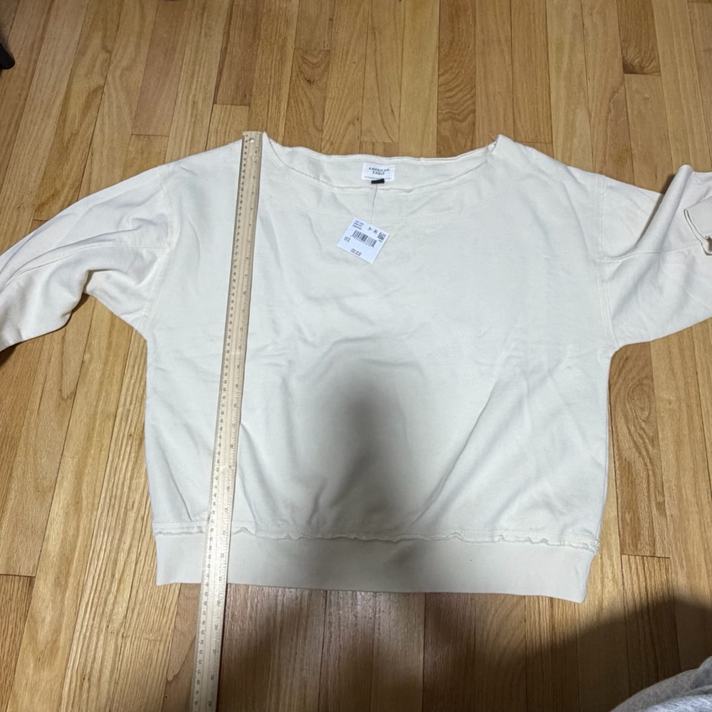 Women's American Eagle Cream Boat Neck Sweatshirt M SKU644 - Picture 6 of 6